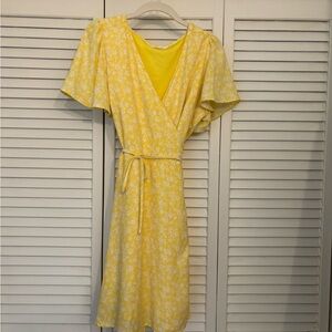 LC Lauren Conrad Sunny Yellow Floral Midi Dress